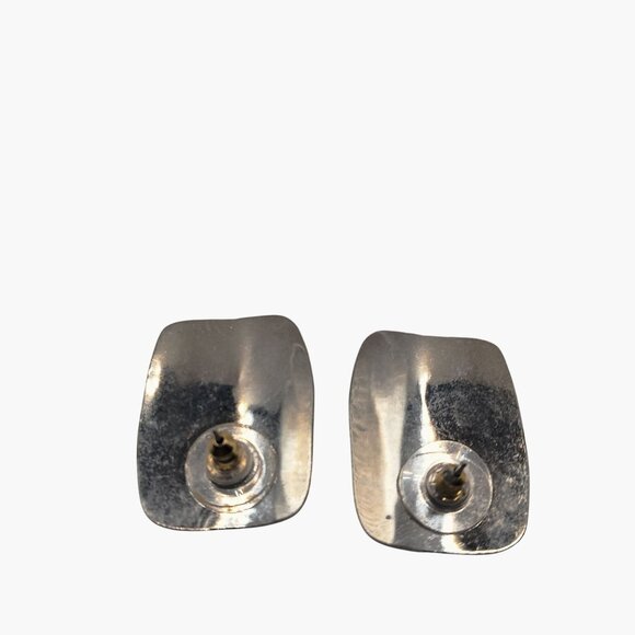 Purple Silver Earrings Abstract Tropical Leaf Geometric - Picture 2 of 3